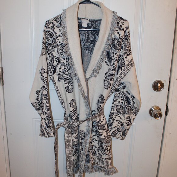 Chico's Fringe Front Long Cardigan with Belt, Chico's Size 2 US Size L - Picture 2 of 8